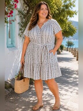 Coastal Comfort Embroidered Eyelet Dress Embroidery Boho - Size XL
